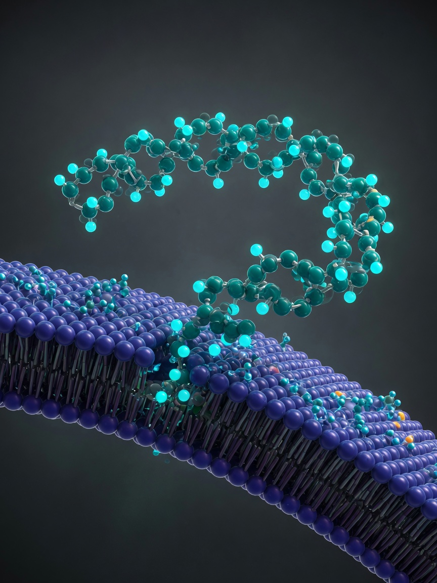 Antimicrobial peptides disrupt microbial membranes as part of innate immunity.