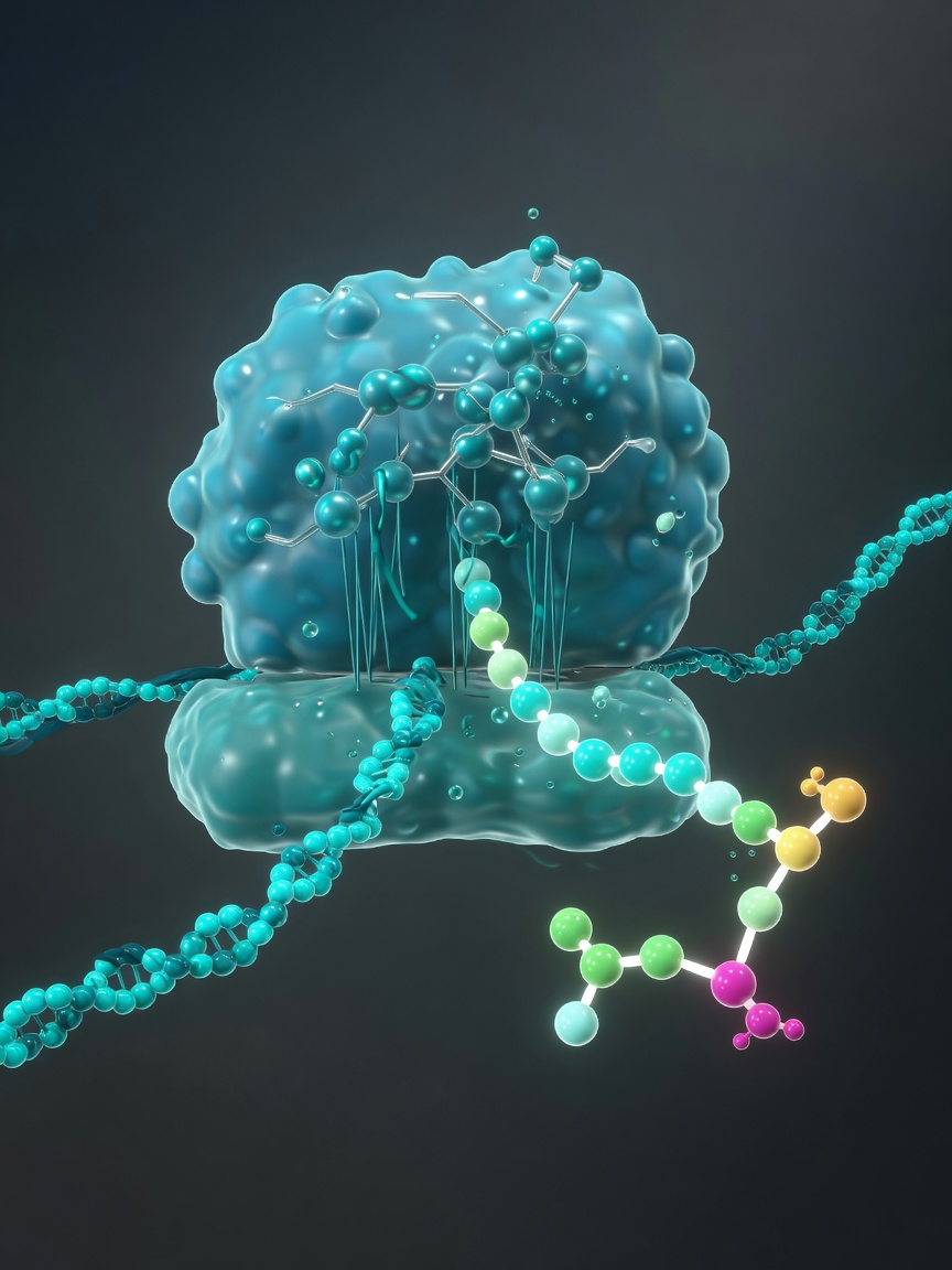 Ribosomes translate mRNA to assemble peptide chains during biosynthesis.